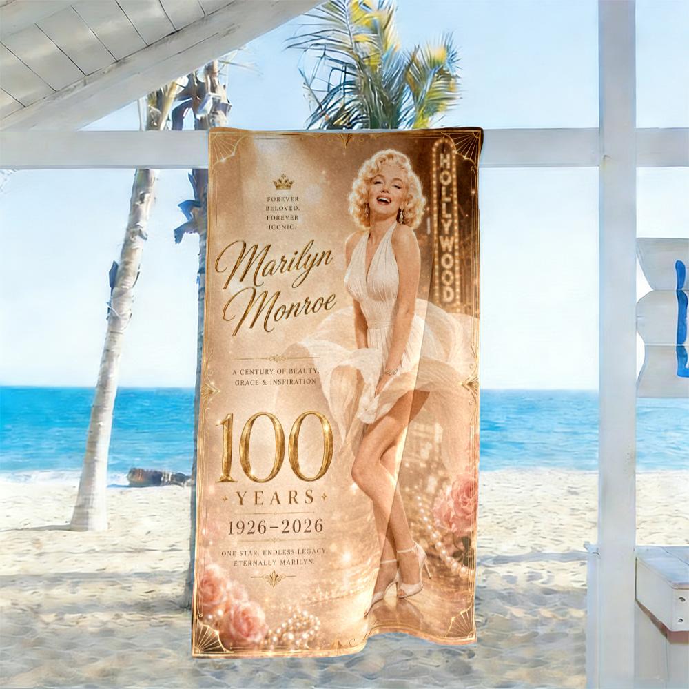 Marilyn Monroe Iconic Poster Beach Towel High Absorbency & Quick-Dry Comfortable Lightweight Suitable for Swimming, Gym, Camping, Yoga Vacation