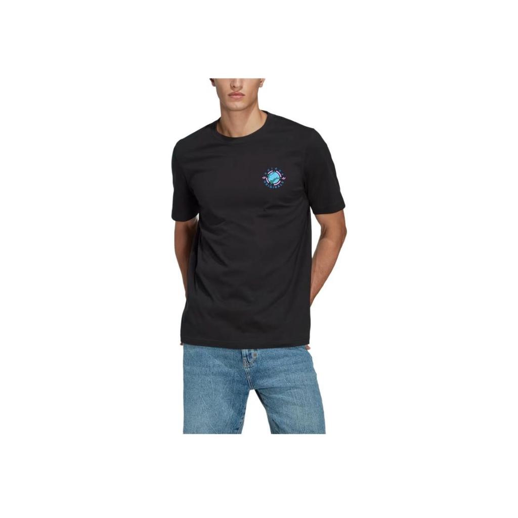 Adidas Футболка с коротким рукавом и круглым вырезом с принтом логотипа-трилистника Originals, мужские топы, черные II8472