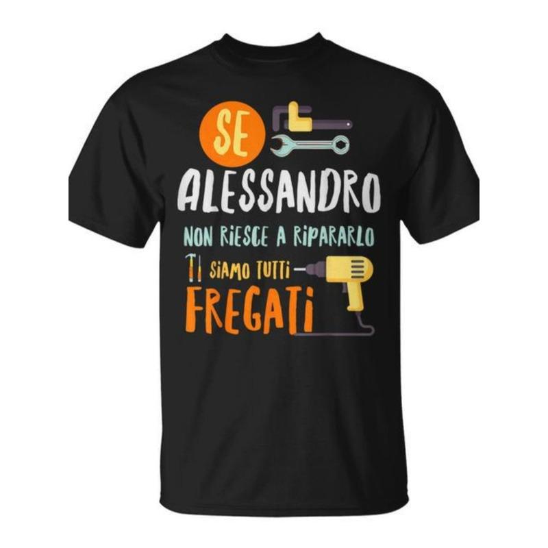 A Fun T-Shirt with The Writing "Alessandro Maglia", a Must-Have for Fashionable Boys, Great Gift Idea, Versatile And Essential Style for Summer.