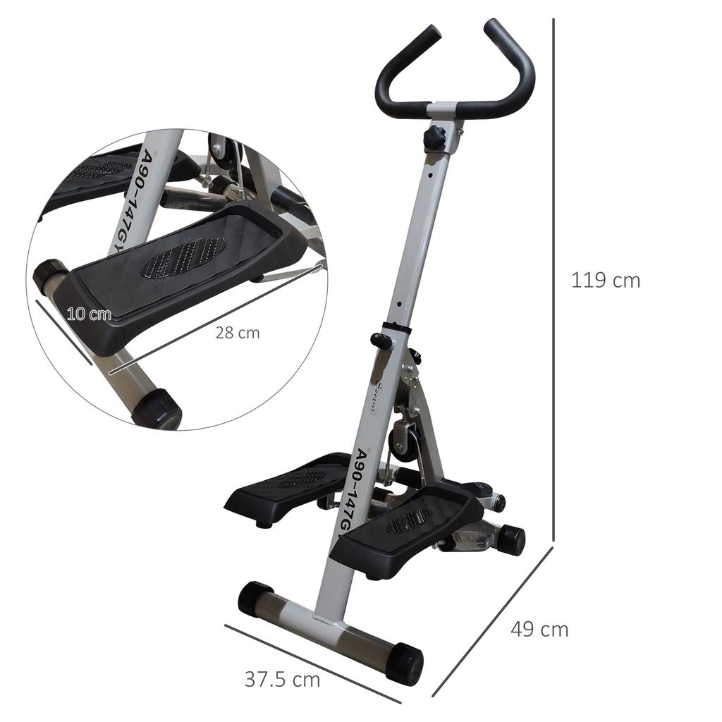 Stepper w/ Handle Hand Grip Workout Fitness Machine For Fitness Aerobic Exercise Home Gym Grey