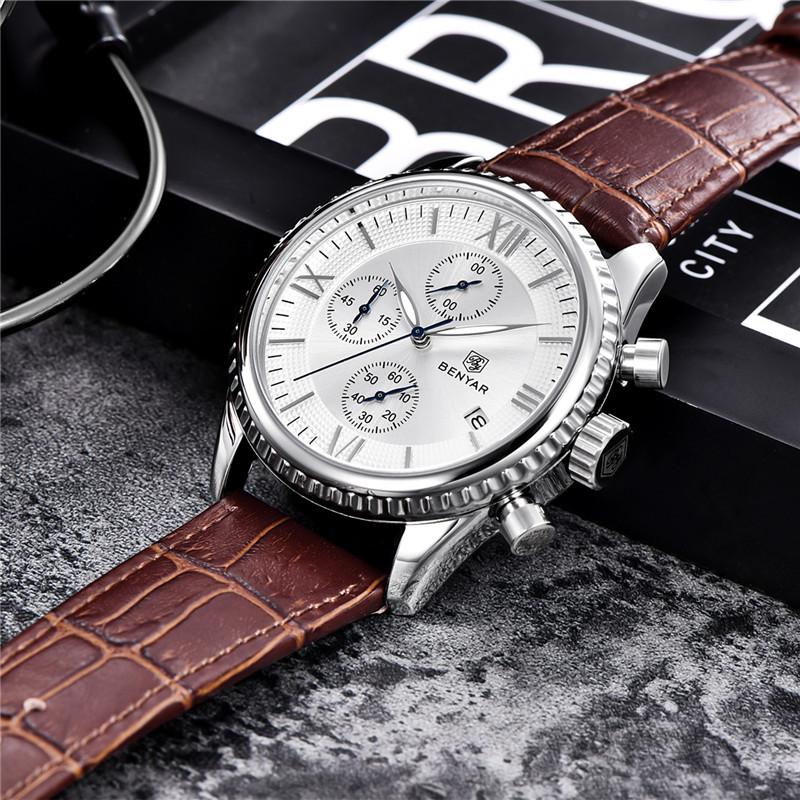 BENYAR Мужские часы, модные лучшие люксовые бренды, кварцевые спортивные часы с хронографом, военные золотые часы