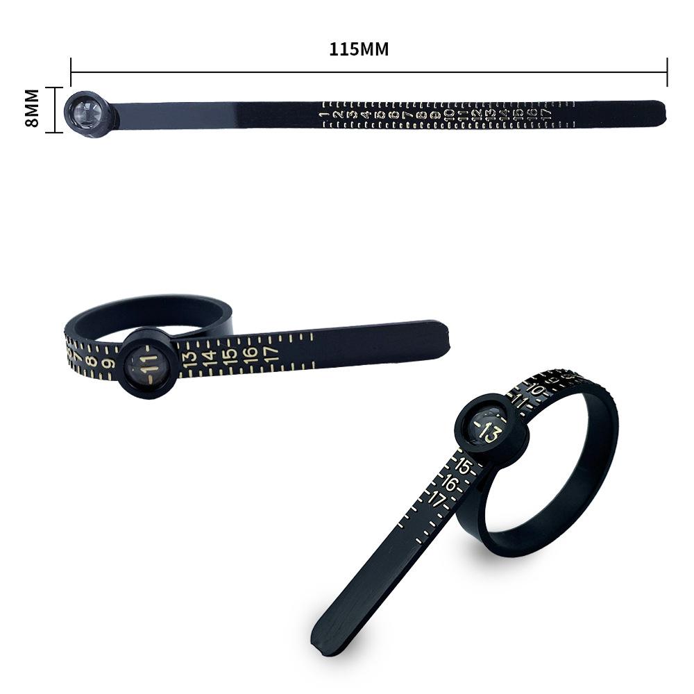 Набор из 2 инструментов для измерения размера колец 1–17 с увеличительным стеклом Линейка для колец Meidu 15–25, линейка для черного браслета