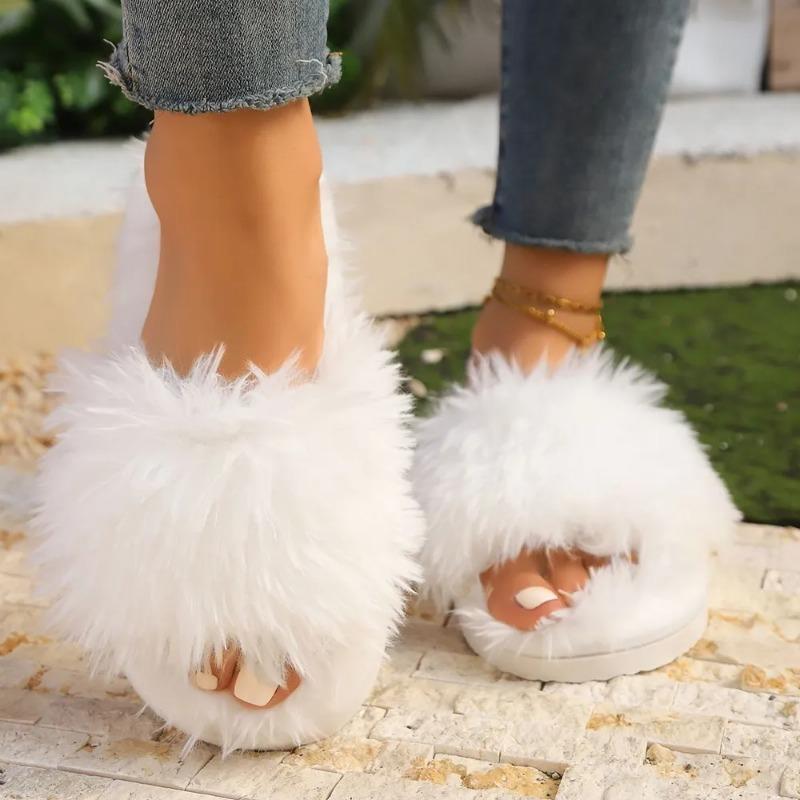 Домашние тапочки, удобные и теплые мягкие плюшевые туфли с открытым носком, однотонные домашние тапочки