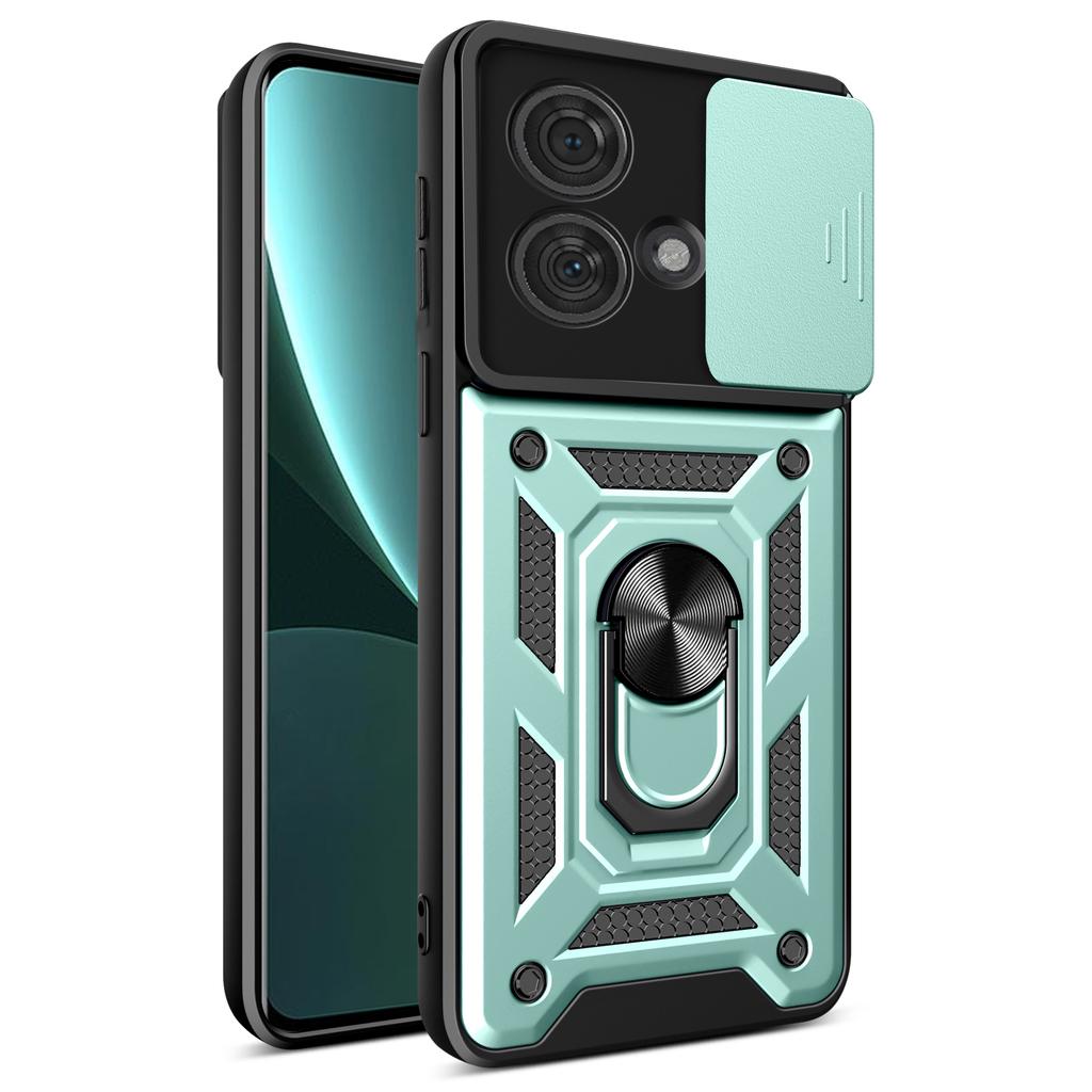 For Motorola Edge 40 Neo 5G Case Slide Lens Lid PC+TPU Kickstand Mobile Phone Cover