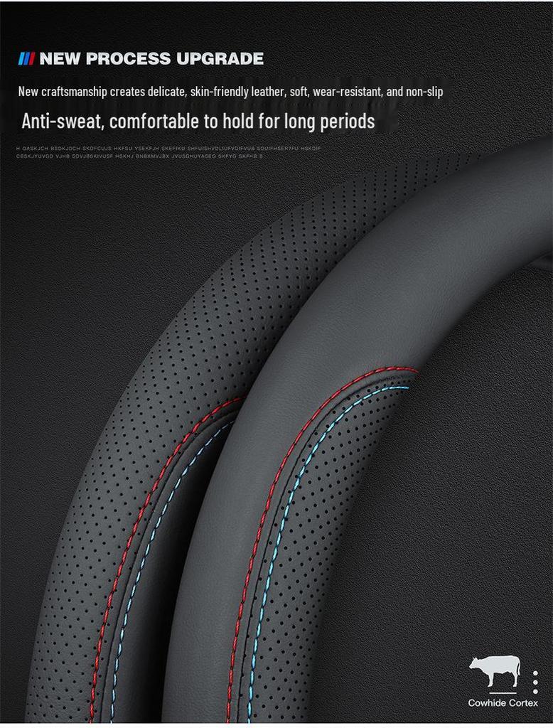 Genuine Leather Steering Wheel Cover for Mitsubishi Outlander, Eclipse Cross, Pajero Sport, ASX, Lancer