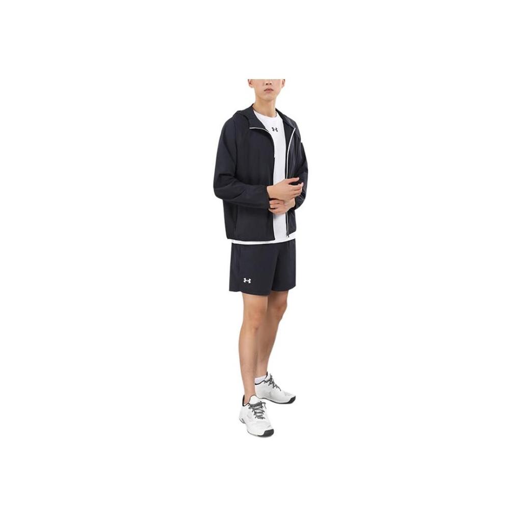 Under Armour Спортивная тканая куртка с однотонным логотипом, мужская верхняя одежда, черная 22500405-001