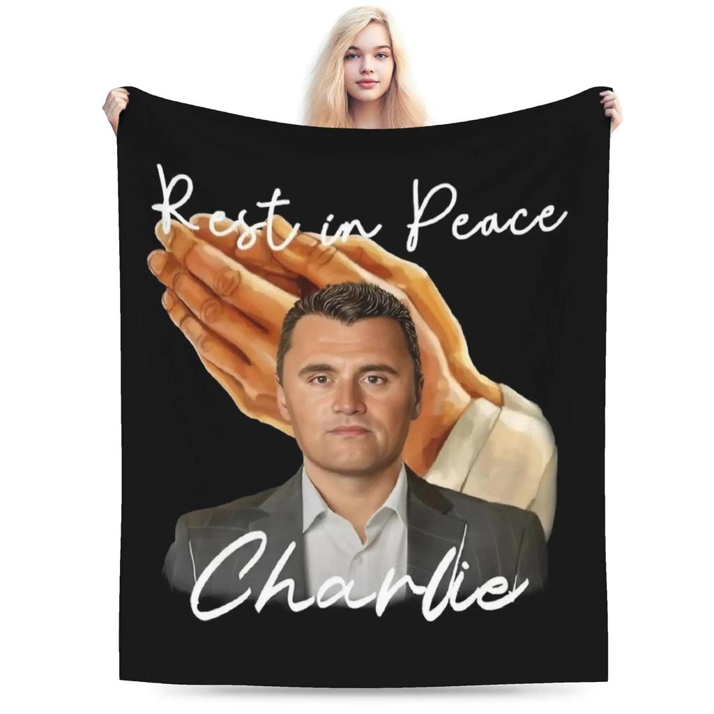 Charlie Kirk Voice of a Generation Patriotic Slogan Warm Plush Throw Blanket for Bedroom Flannel Bedspread