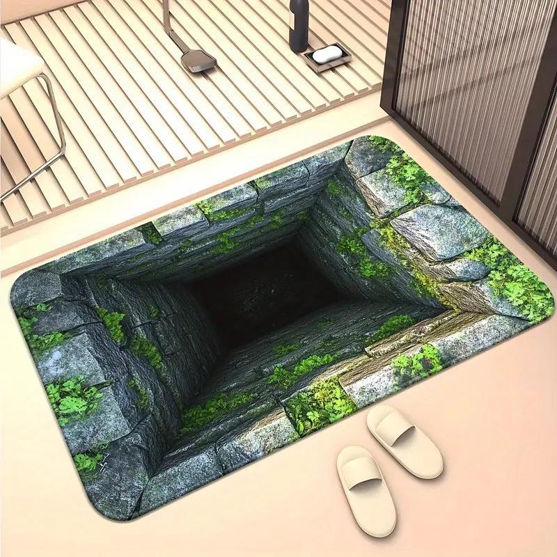 Реалистичный 3D коврик-иллюзия Глубокий колодец Ковер Винтовая лестница Камень Кирпич Дизайн Домашний декор Напольные коврики Коврик для прихожей