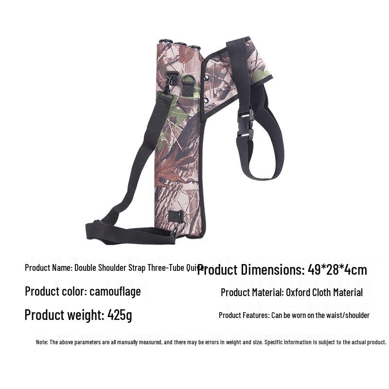 Longchan Double Shoulder Strap 3-Tube Canvas Archery Quiver