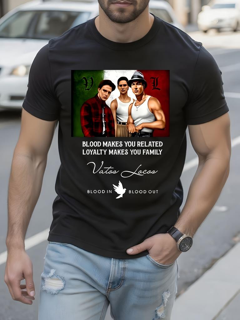 Heavy Metal Graphic Tee Blood Makes You Related Vatos Loc...