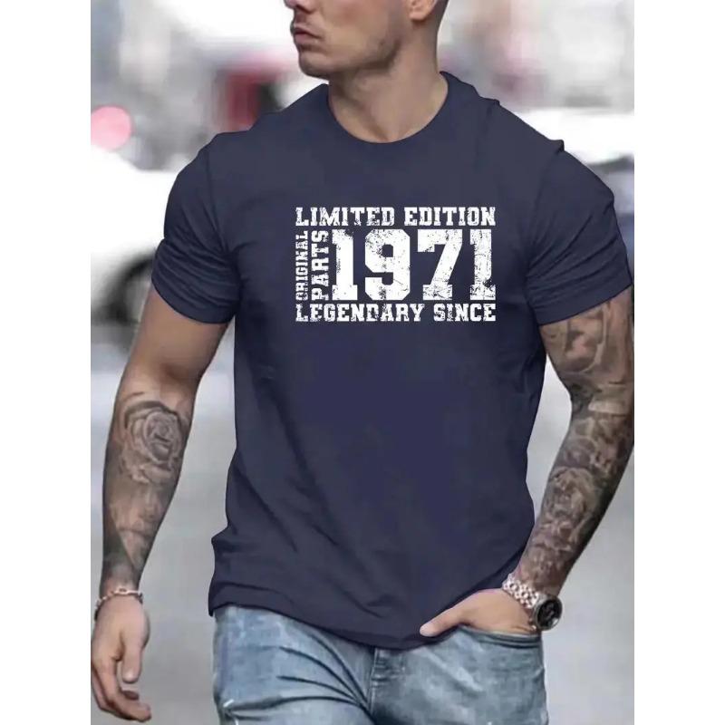 "LIMITED 1971 EDITION" Повседневная футболка с круглым вырезом и коротким рукавом для мужчин, быстросохнущая, удобная, повседневная летняя футболка с буквенным принтом