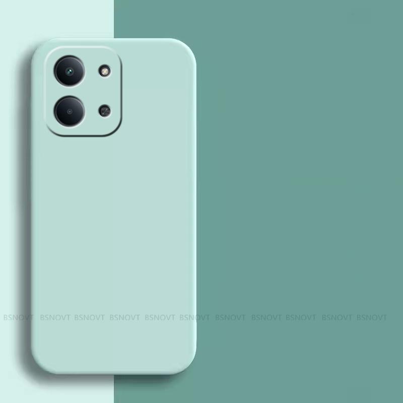 Ударопрочный чехол из жидкого силикона для Xiaomi Redmi 15C с квадратным дизайном
