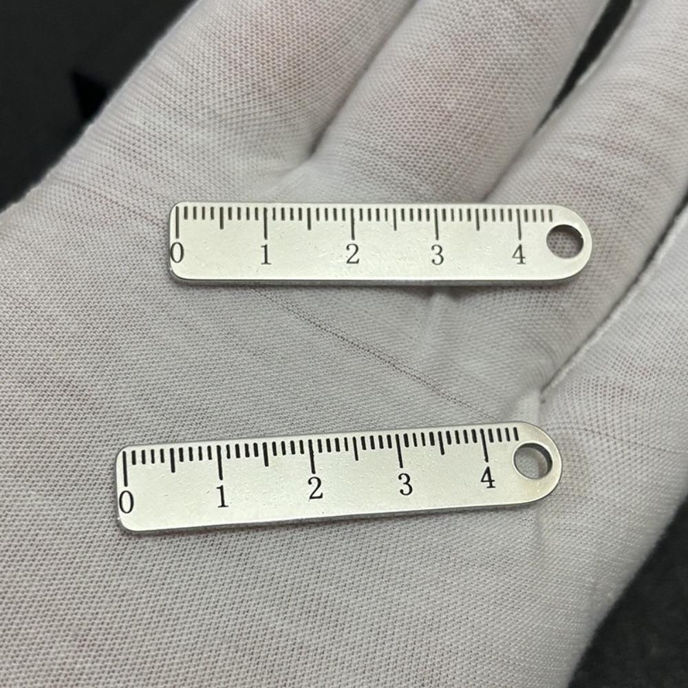 Portable Stainless Steel Mini Ruler Anti Lost Small Size Metal Ruler Keychain Keychain School Supplies