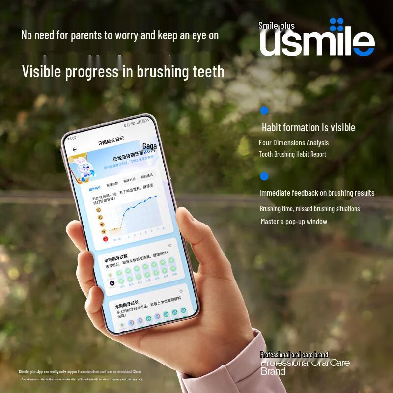 usmile Q20 Детская умная звуковая электрическая зубная щетка вилка CN (адаптер в комплекте)