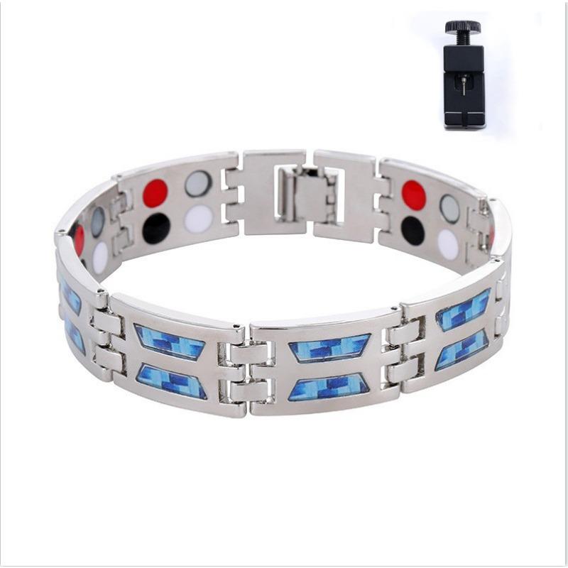 European and American New Double Row Magnet Bracelet European and American Fashion Men's Carbon Fiber Sticker Bracelet Light Luxury Fashion Bracelet
