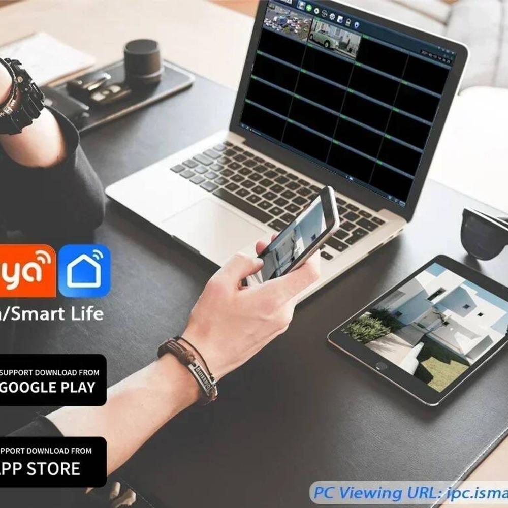 Tuya Smart 8MP 4K HD Беспроводная CCTV Уличная Wi-Fi Камера Видеонаблюдения Двойной Объектив Домашняя Безопасность IP Камера 360° PTZ Автоматическое Отслеживание