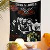 Decorative Wall Tapestry Guns N Roses Cross Revolver Roses Band Collage Rock Music Gift for Fans