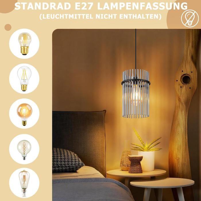 Suspension - NETTLIFE - 1 flamme E27 - Métal noir - Ø16 cm - Style scandinave
