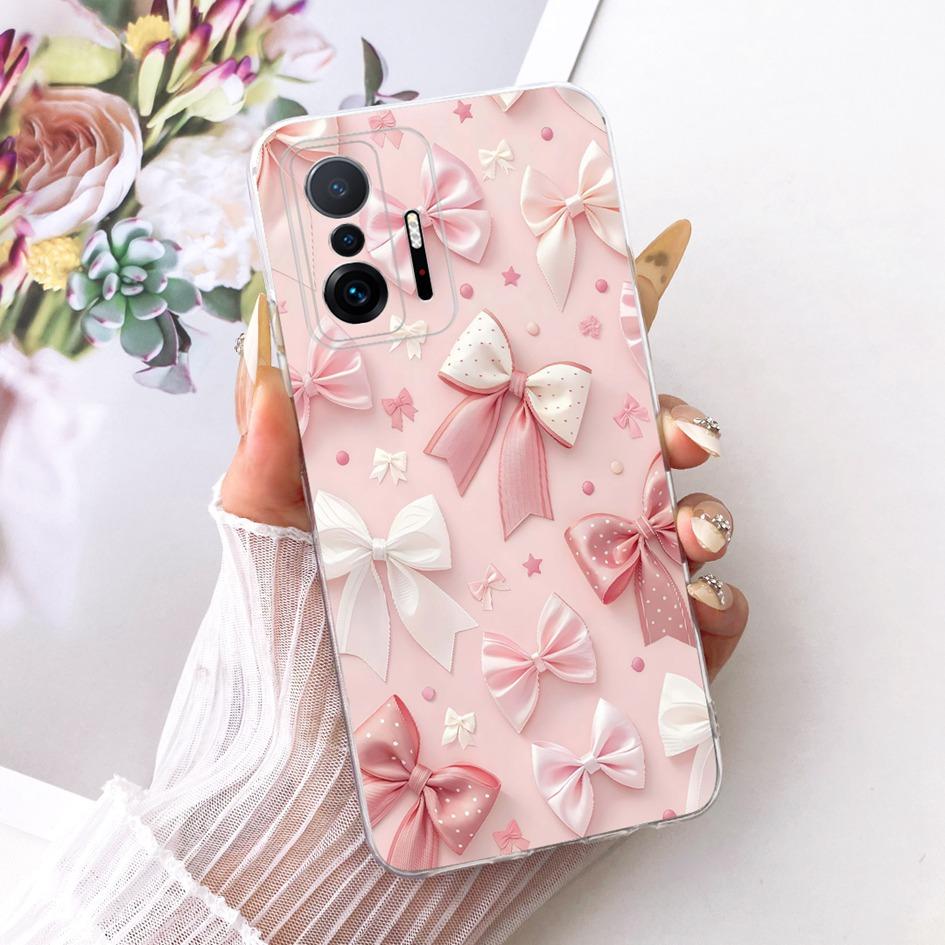 For Xiaomi 11T Pro 5G Case Transparent Silicone Fashion Flower Cover For Xiomi Xiaomi Mi 11 Pro Bumper Mi11T Mi11 Phone Case New