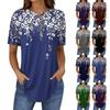 Short Sleeve Womens Tops Summer T-Shirts Floral Print V Neck Casual Basic Tee Button Shirts Tunic Tops