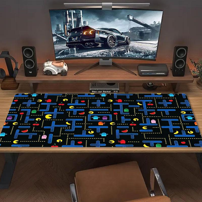Pac-Man Large Size Mouse Pad Large Gaming Table Cushion Non-slip Laptop Tablet Big Mousepad XXL Mat Mini PC Playmat With Lock edge