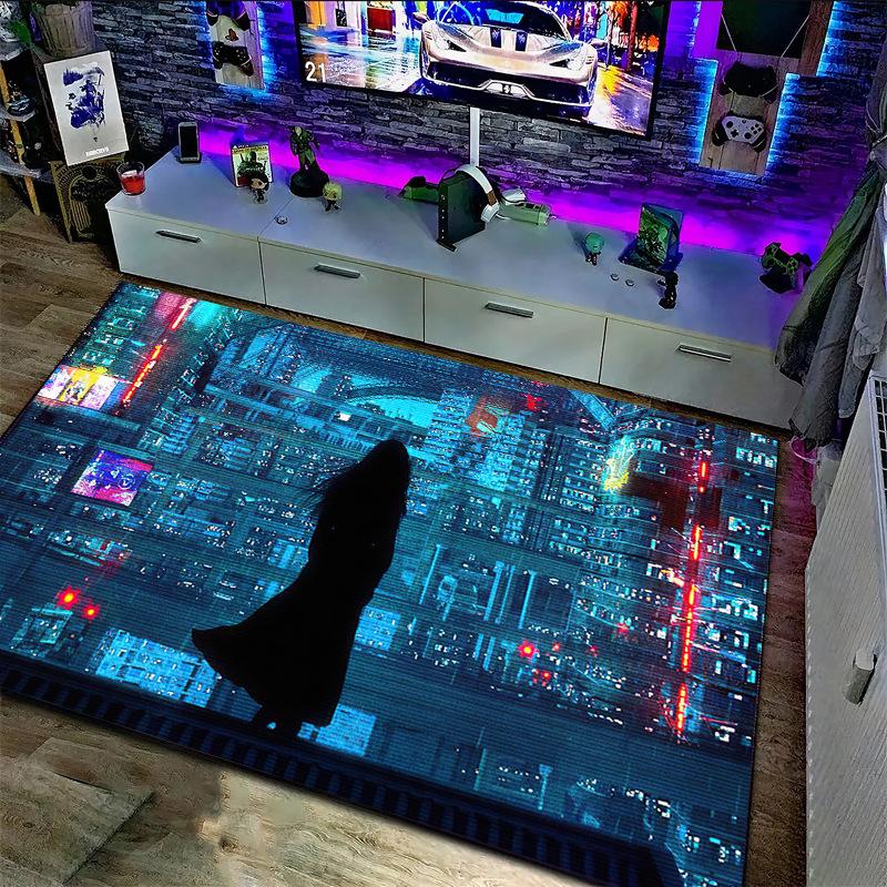 3D Киберпанк Ковер Большой Площади Комната для Киберспорта Спальня Напольный Коврик Кристальный Бархат Домашний Декор Ковер для Гостиной