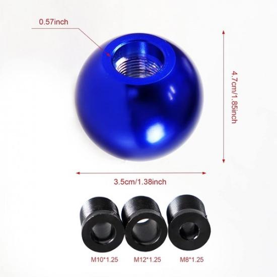 Round Ball Gear Shift Knob, Chrome Finish Aluminum Shifter Knobs with 3 Ada
