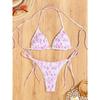 New Sexy Wrap Printed Lace-Up Strap Triangle Cup Bikini Swimsuit Set Split