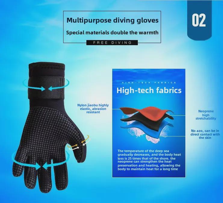 Зимние перчатки для дайвинга с защитой от царапин толщиной 3 мм, нескользящие и износостойкие для плавания, теплые с перепонками для рук, профессиональное снаряжение для серфинга