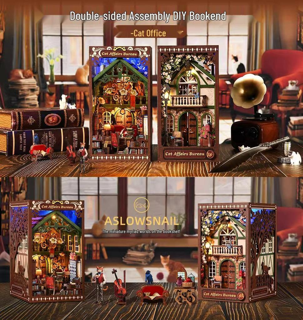 Благодарность кота 3D DIY Подставка для книг Модель дома Игрушка