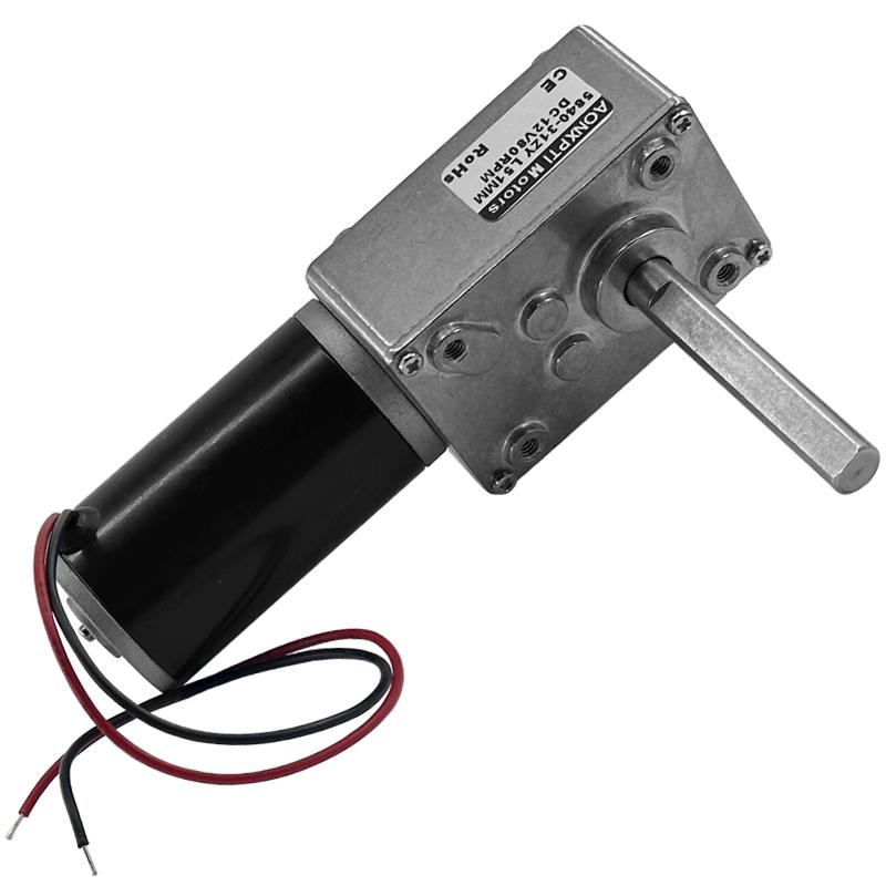5840-31ZY DC Turbo Worm Geared Motor Power Failure Self-locking 90° Right Angle 51MM Long Shaft Motor 12-24V High Torque 7~470RP