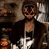 LED Wire Light Up V Face Horror Mask Scary Cosplay Costume Prop for Halloween Party Masquerade Dress Up Decoration