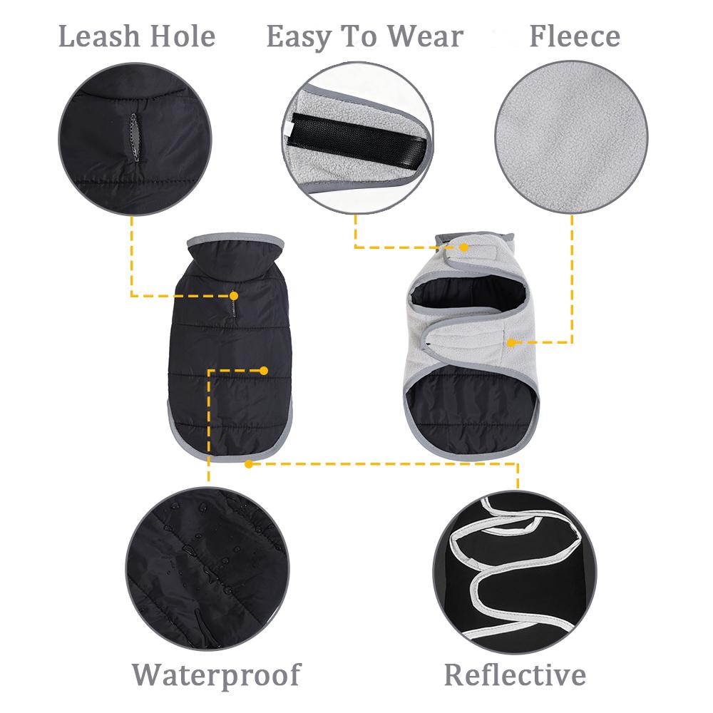 Reversible Pet Jacket Coat Warm Windproof Puppy Clothes Reflective Winter Fleece Dog Outfit For Small Medium Dogs French Bulldog