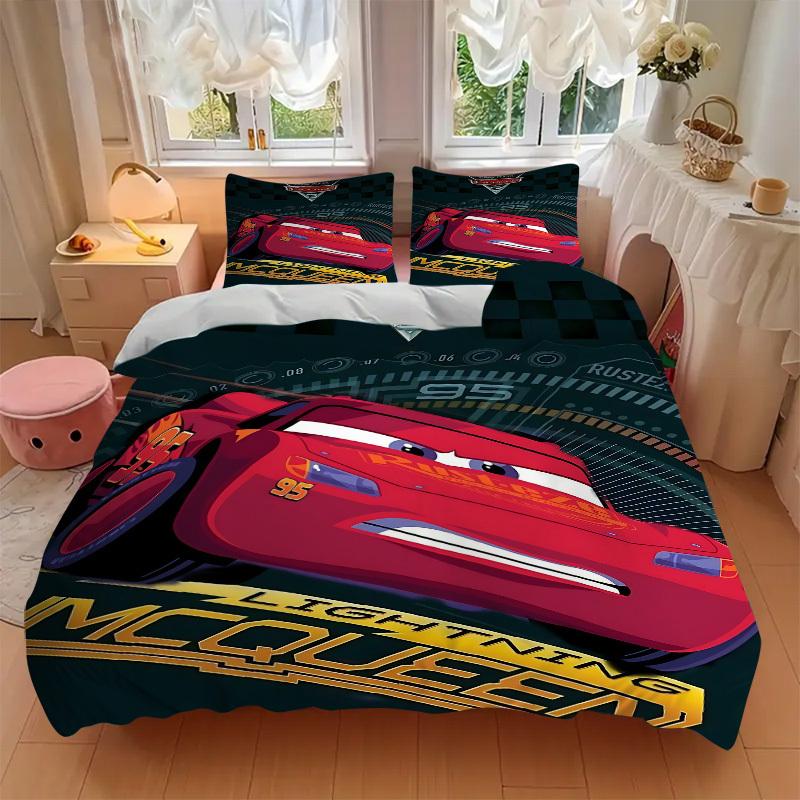 3pcs set Cars Movie Poster1pc of quilt cover+2pcs of pillowcase, no core, print bedding, All Seasons Bedroom Setting051