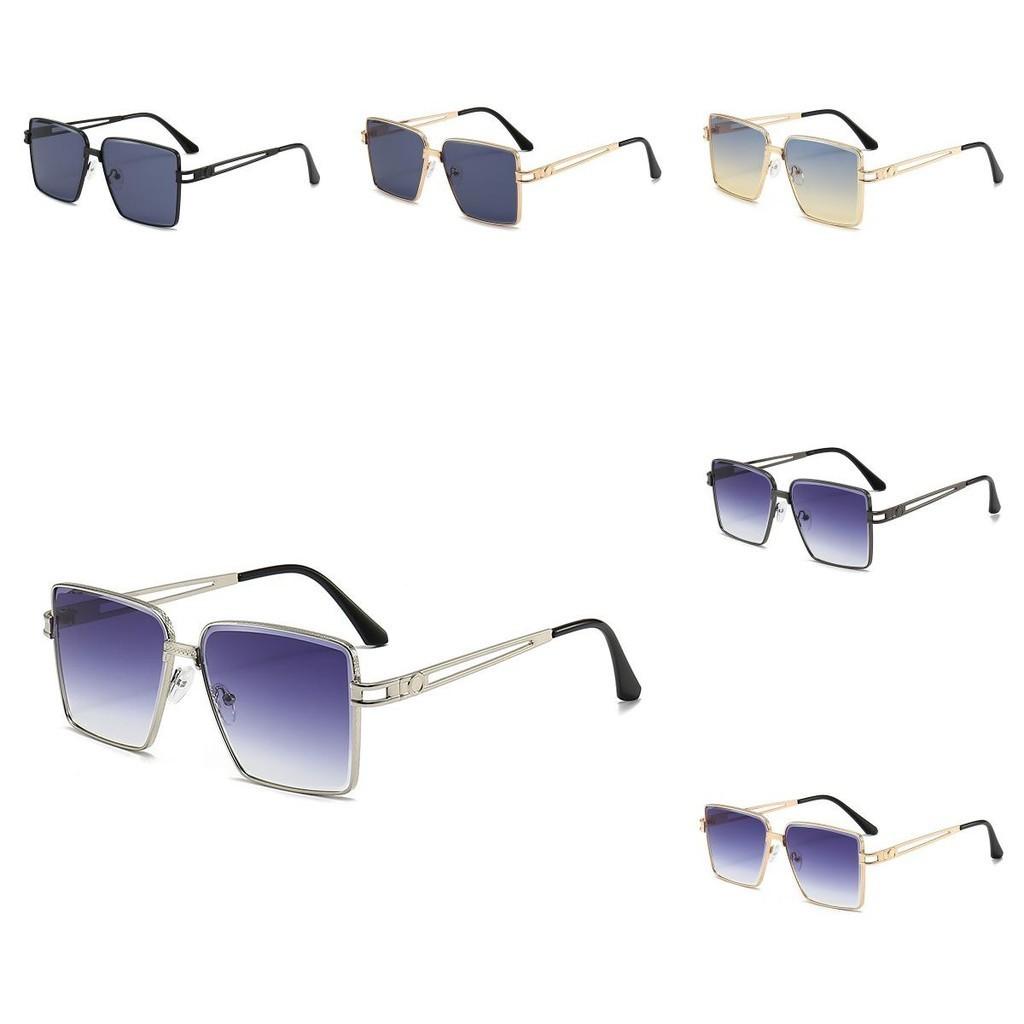 Fashionable Uv400 Black Lens Gold Frame Gradient Sunglasses Women's Oversized Street Snap Eye Glasses