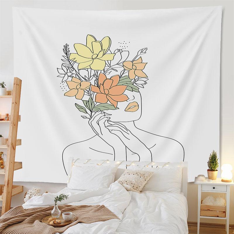 Богемный гобелен комната арт-деко фон ткань абстрактные геометрические лицо листья гобелен домашний декор