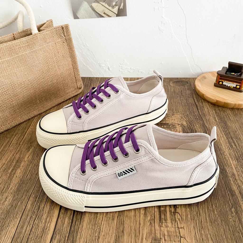 W-2575 парусиновые туфли на платформе с манговым носком женские туфли классические базовые кеды повседневные нишевые маленькие черные туфли ретро шик