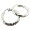 [P1690] - Silver 'Torsades' Hoop Earrings (rhodium-plated) - 20 Mm 3 Mm