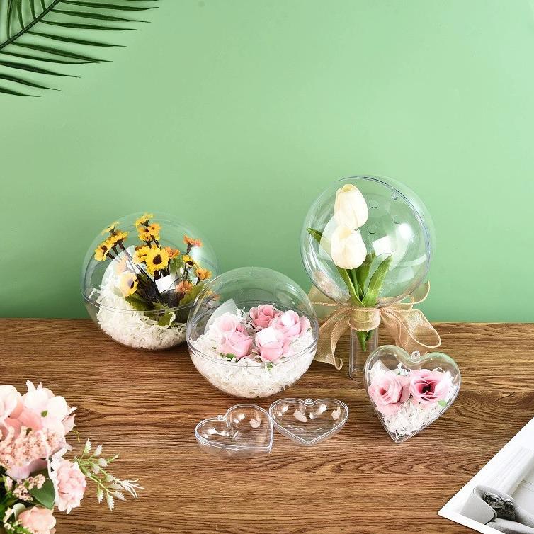 High-Transparency Acrylic Christmas Ball - Creative Hanging Decoration with Preserved Flowers