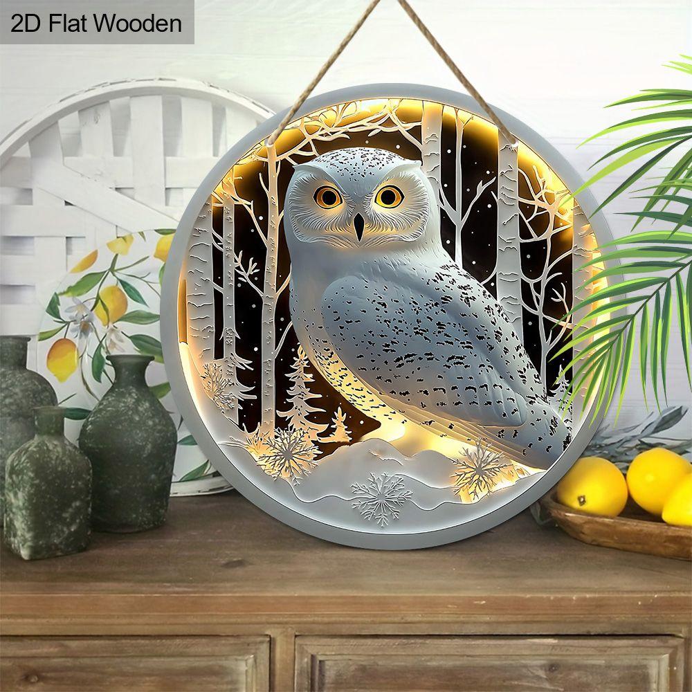 2D плоская деревянная бирка, украшение для стены дома, подарок на новоселье для друзей, узор с белой совой