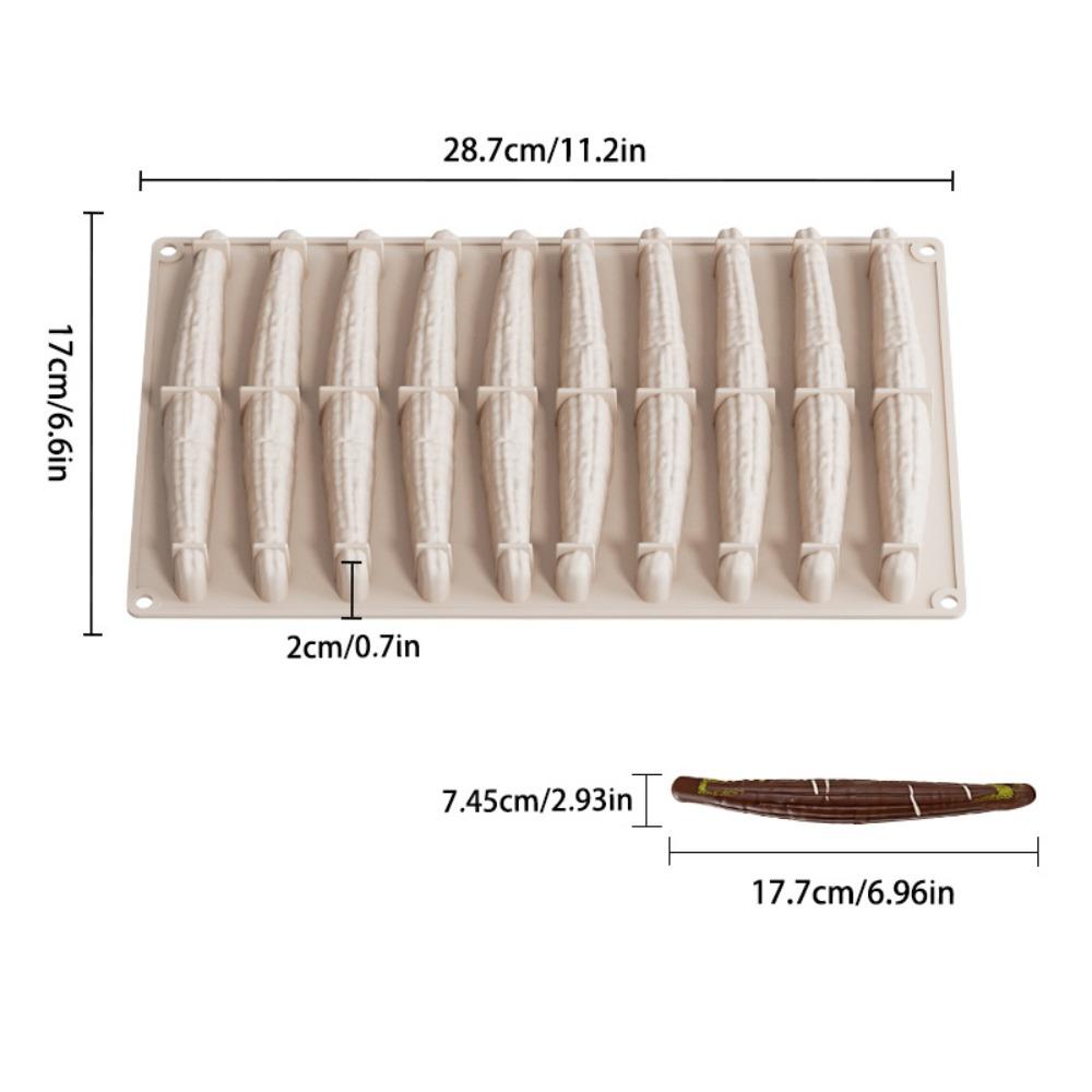 Форма для ванильных стручков на 10 ячеек, силиконовая, пищевого качества, гибкая, форма для печенья Савоярди, многоразовая, термостойкая, форма для шоколада