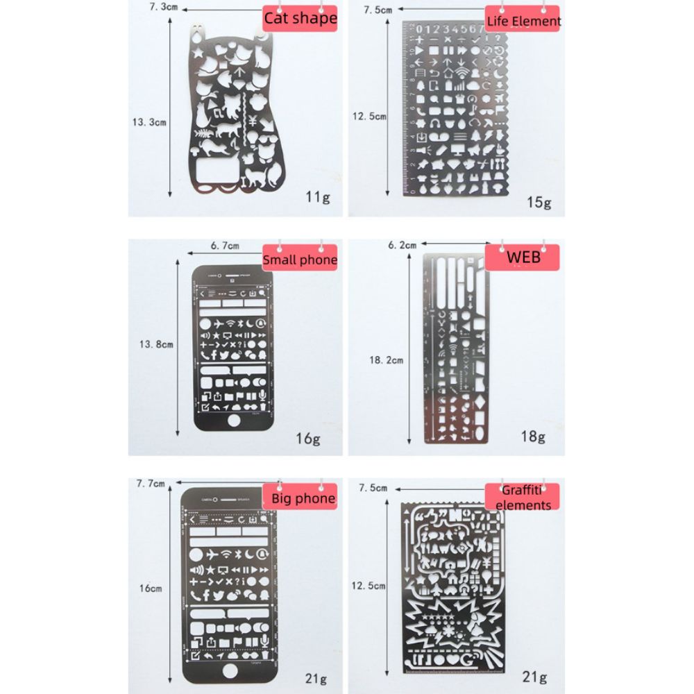 Stainless Steel Template Ruler School Projects Drawing Template Ruler Gift Stationery