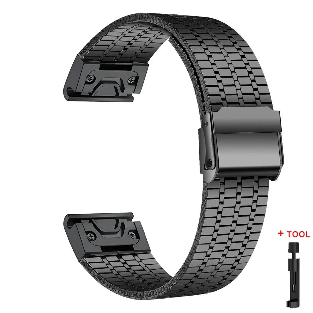 Металлический ремешок Quick Fit для часов Garmin Fenix 6 7 Pro 5 Plus 5s 6s 7s 3HR 26 мм 22 мм 945 Без зазоров Изогнутый конец из нержавеющей стали