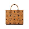 MCM Logo Print Pvc Tote Bag Shopping Bag Shoulder Crossbody Handbag Medium Women tote Cognac MWTESBO05CO001