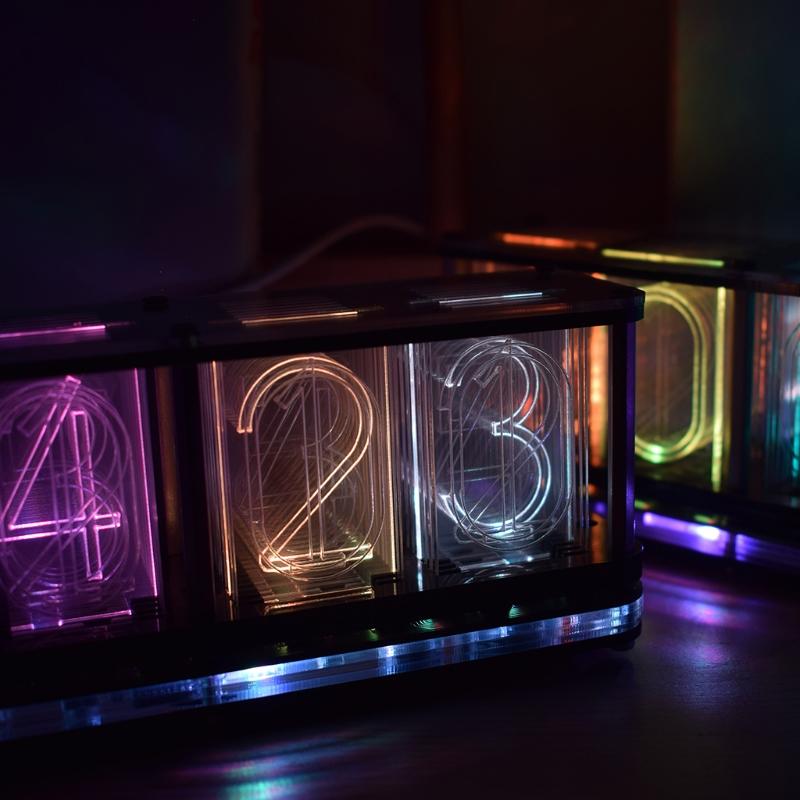 Имитация полноцветного RGB светящегося трубчатого clock LED музыкального спектра DIY наборы Декорация Подарок Ночник Освещение атмосферы