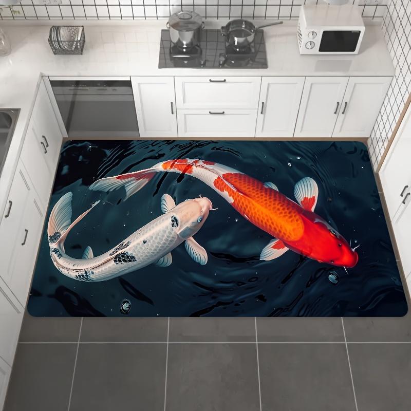 1 шт. анти-усталостные кухонные коврики, с рыбным принтом, водонепроницаемые, нескользящие, толстые, мягкие, прочные, удобные, стоячие коврики для кухни
