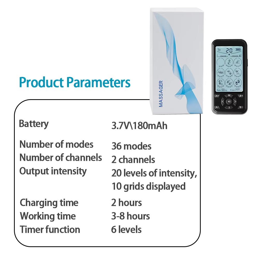 36 режимов Электрический Tens Relax Мышечный стимулятор EMS Акупунктурный массажер для тела Цифровая терапия Машина для похудения Электростимулятор
