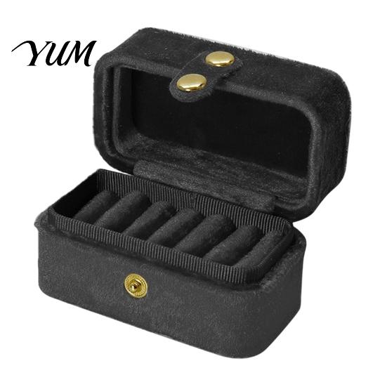 Travel Friendly Ring Holder Portable Box, Multi Slot Jewelry Case, Simple Style Small Box for Metal Snap Closure Organizer Rings And Earrings Case