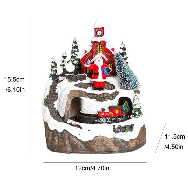 Unique Christmas Village Houses Sets Rotating Train Display Figurines-LED Light Up Musical,Battery Operated Holiday Decoration