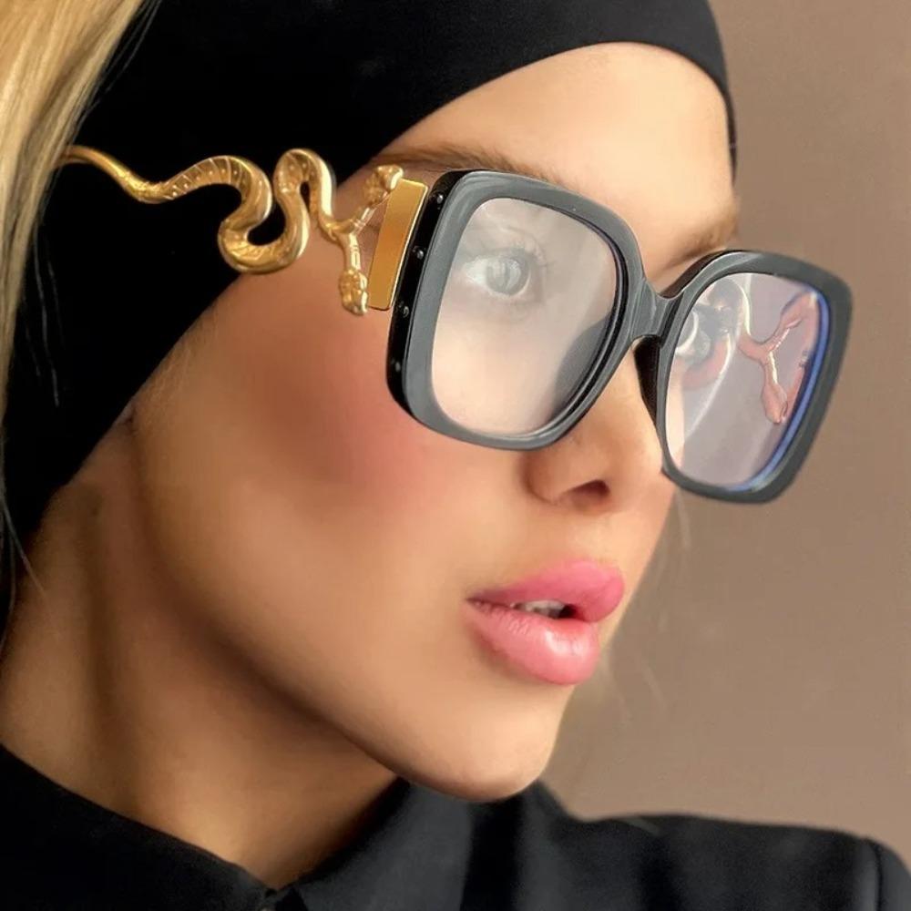 Square Snake Leg Large Frame Flat Mirror For Women New Home Anti-Blue Light Glasses Frame Retro Personalized Party Glasses Frame